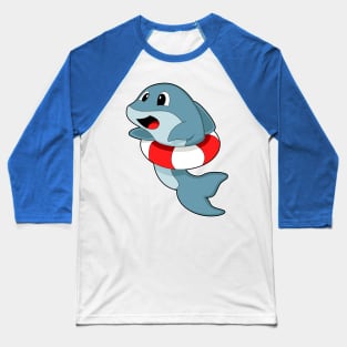 Dolphin at Swimming with Swim ring Baseball T-Shirt